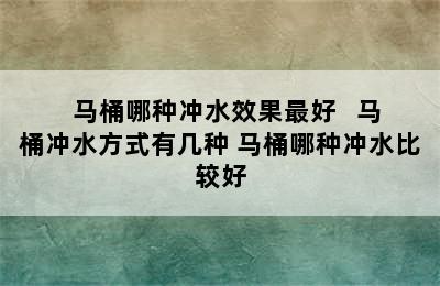   马桶哪种冲水效果最好   马桶冲水方式有几种 马桶哪种冲水比较好